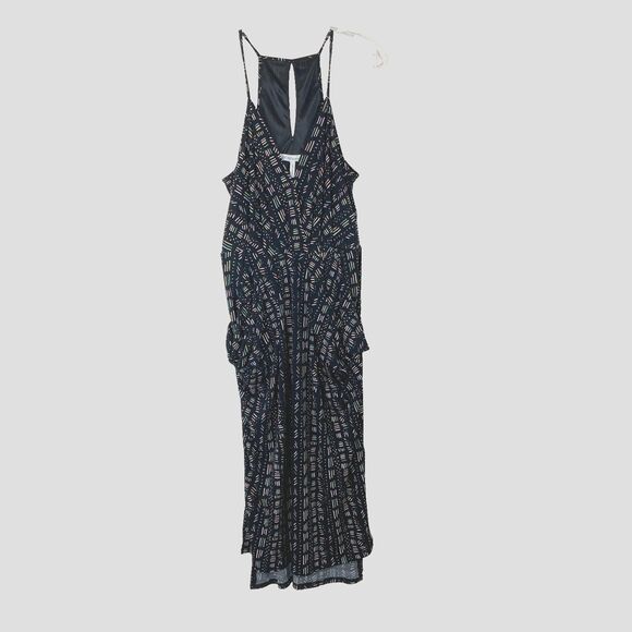 BCBGeneration Matchsticks Surplice Maxi Dress Size M Black Multi Strappy Pockets - Picture 1 of 10